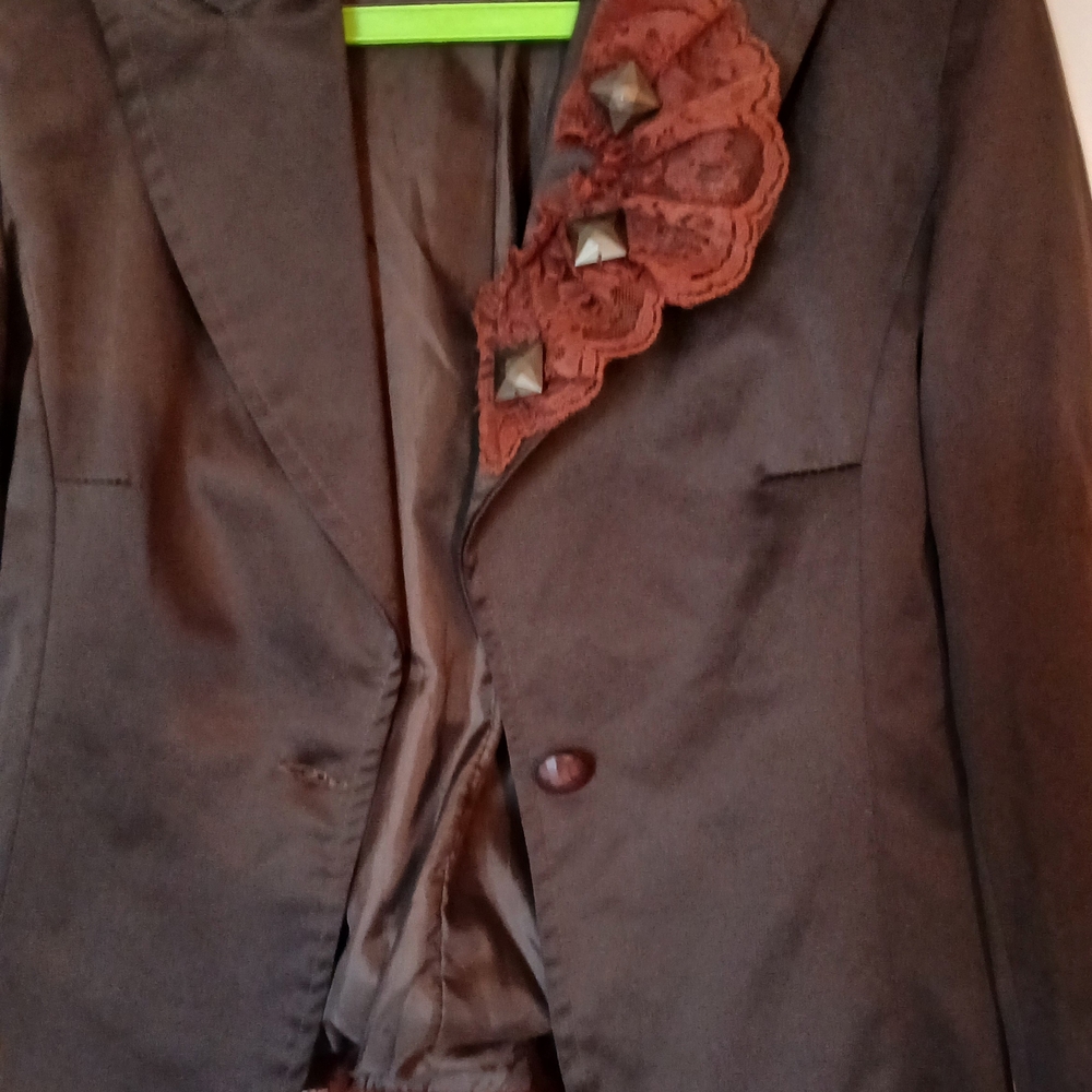 Rinascimento Brown Blazer with Lace Detail